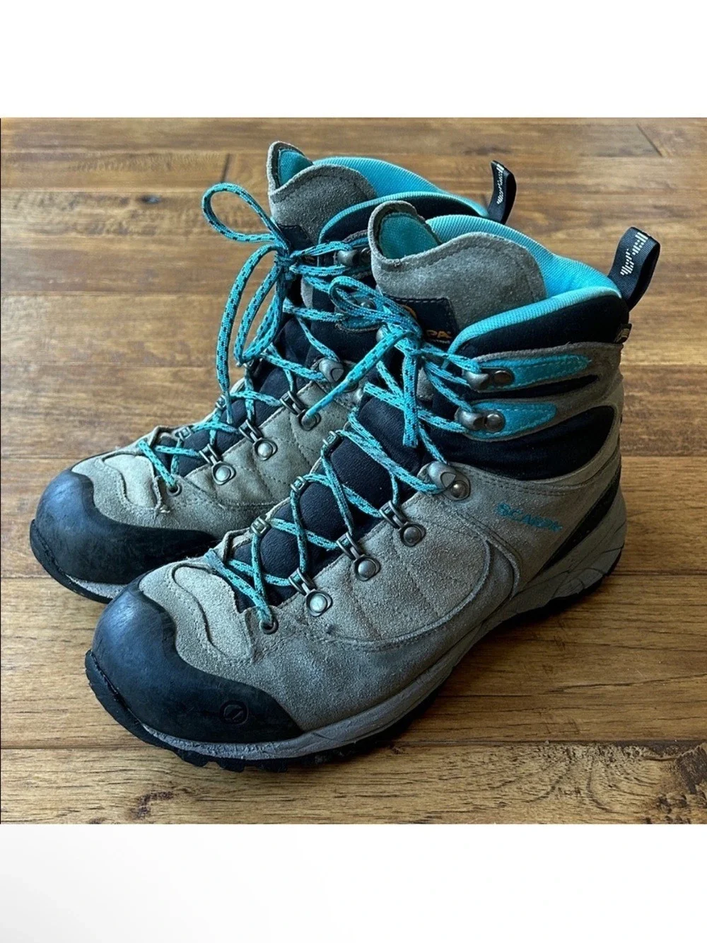 Scarpa R-Evolution GTX Backpacking Hiking Boots Waterproof Tan Black Teal 7.5